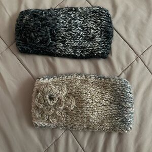 🚨2/$15 Two Knitted Warm Crochet Headband/Wrap Flower with Buttons Closure